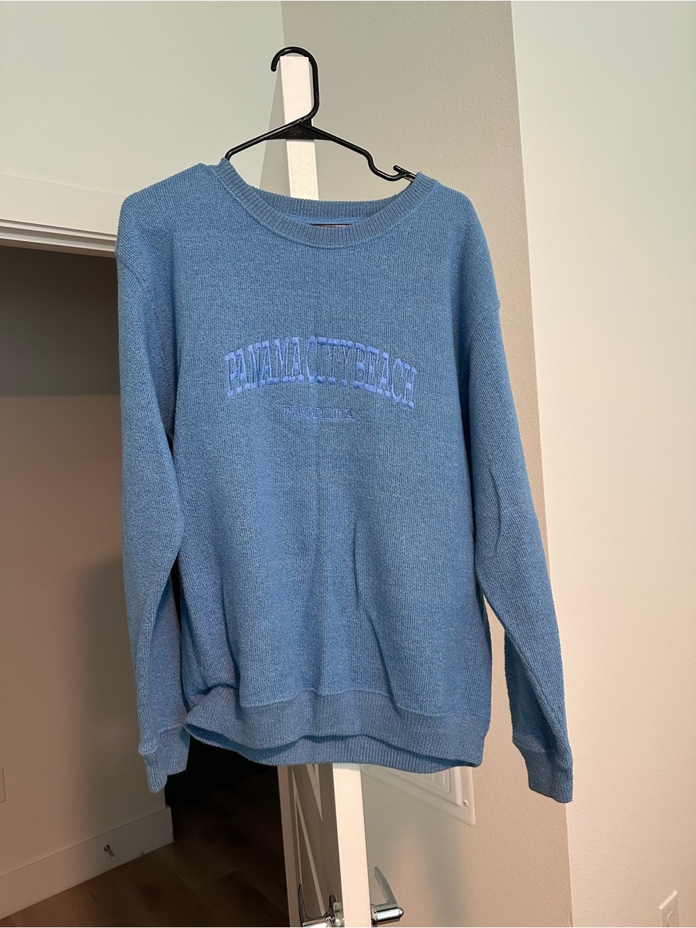 Blue Crewneck Sweatshirt with Subtle Embroidered Logo